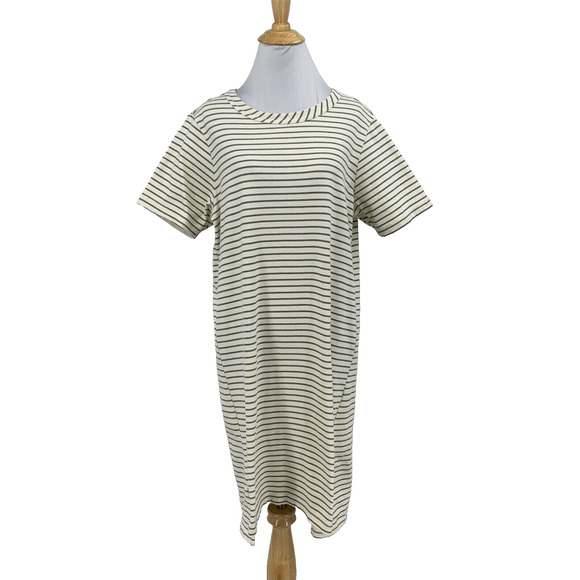 Buffalo David Bitton Dress Womens M Medium Multi Striped Short Sleeve Front Slit - Picture 1 of 13